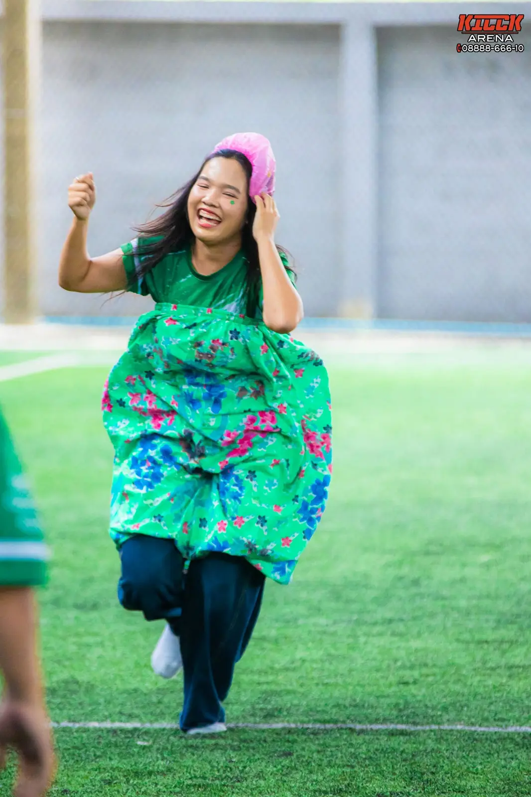 A teammate in a costume challenge