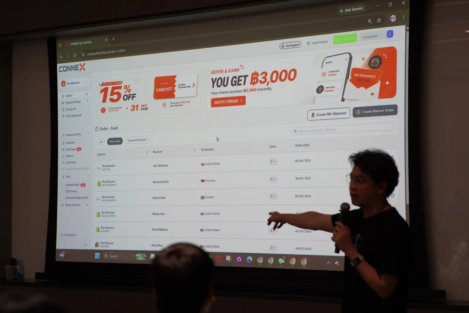 A live demo of CONNEX on the big screen